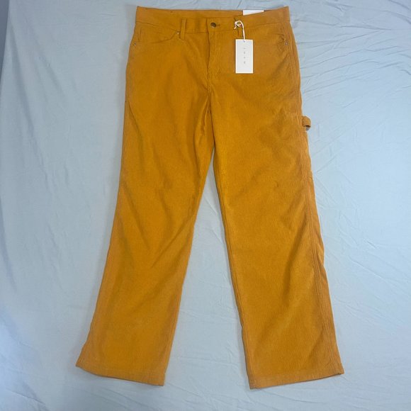 NWT MNML Yellow Corduroy 34 x 30 Strapped Carpenter Work Pants Y2K Utility - Picture 1 of 11
